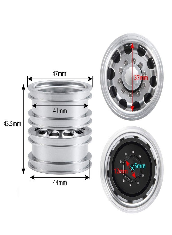 Que-T Metal Rear Wheel Rims Wheel Hubs for 1/14 RC Tamiya Trailer Tractor Truck Car, 4pcs/Set - Image 2